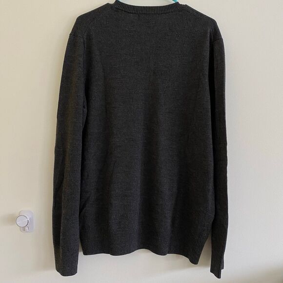 Men’s Banana Republic 100% Merino Extra‎ Fine Wool Gray V-neck Sweater XL - Picture 5 of 5